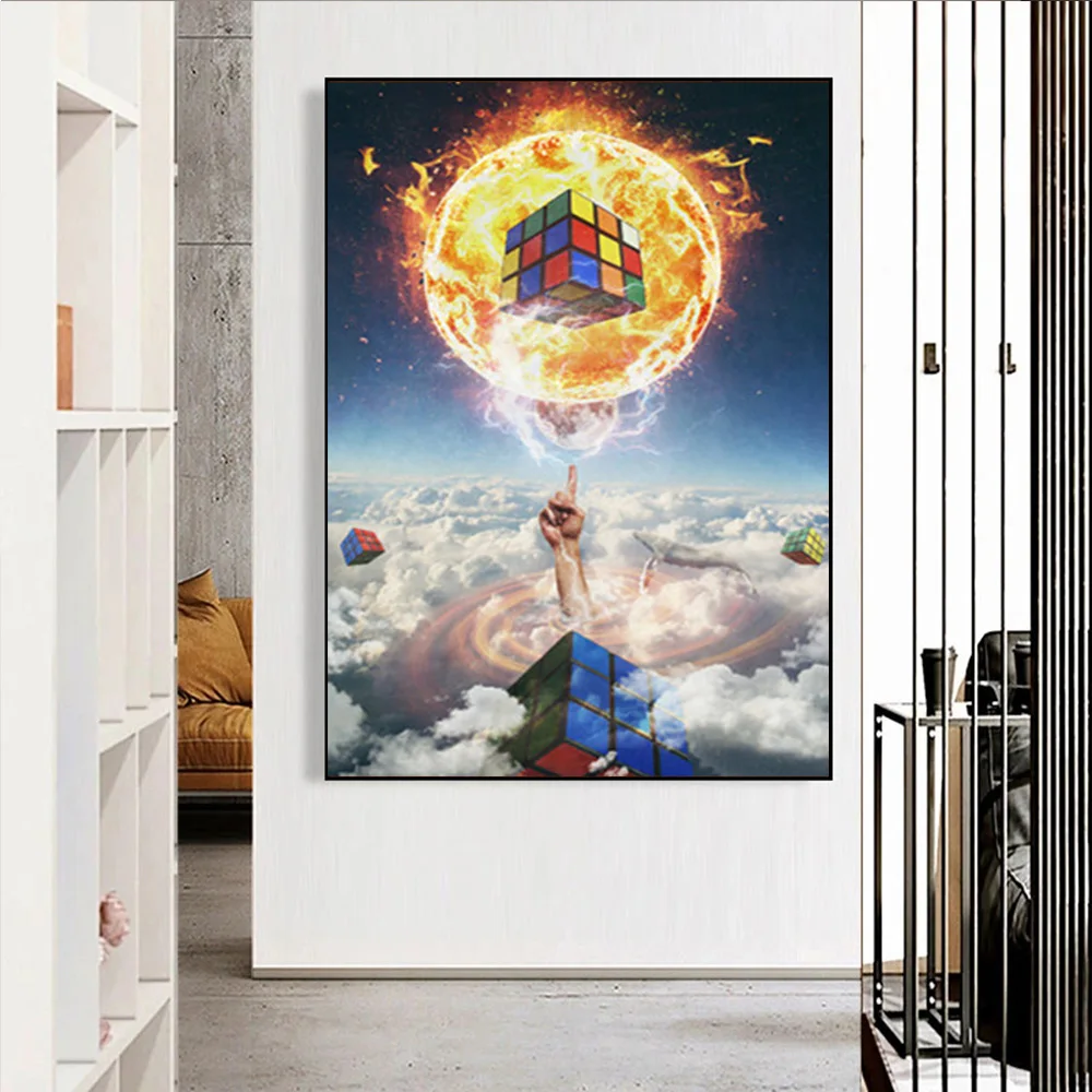 

Modern Abstract Street Art Rubik's Cube Canvas Painting Tooth Poster and Print Picture for Living Room Wall Art Home Decor