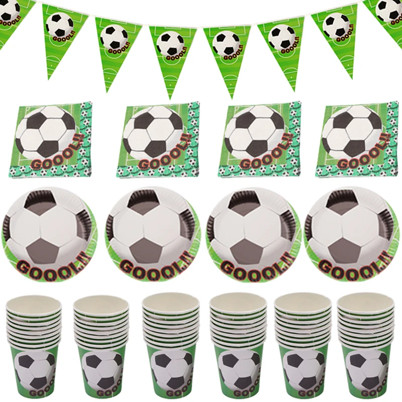 

70pcs Football Soccer Theme Party Supplies Disposable Tableware Cup Plate Napkin Set Kids Boys Happy Birthday Party Decor Favors