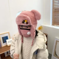 1 5 years new childrens winter warm cartoon dog lei feng cap boys and girls kids hat and mask set ear protection gorras