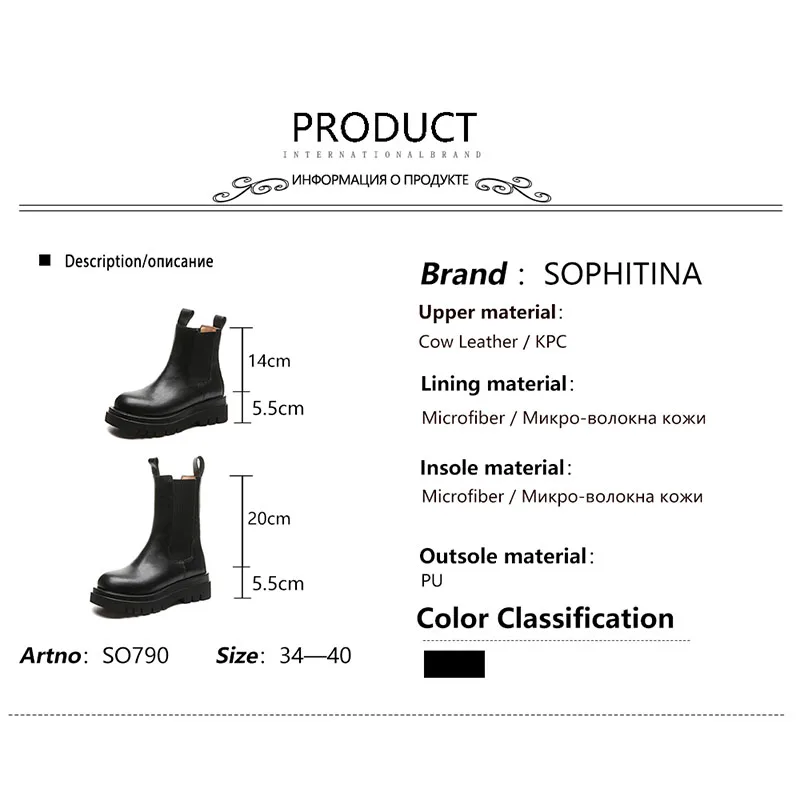 

SOPHITINA New Women Boots Platform Luxury Chelsea Genuine Leather Slip-On Boots Round Toe High Heel Elegant Female Shoes SO790