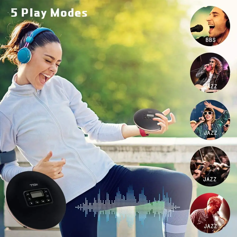 HOTT CD711T перезаряжаемый Bluetooth портативный CD плеер для домашнего путешествия и