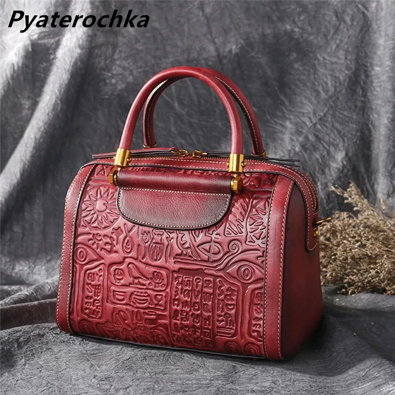 Pyaterochka женская сумка из натуральной кожи винтажная сумка-мессенджер с узором на
