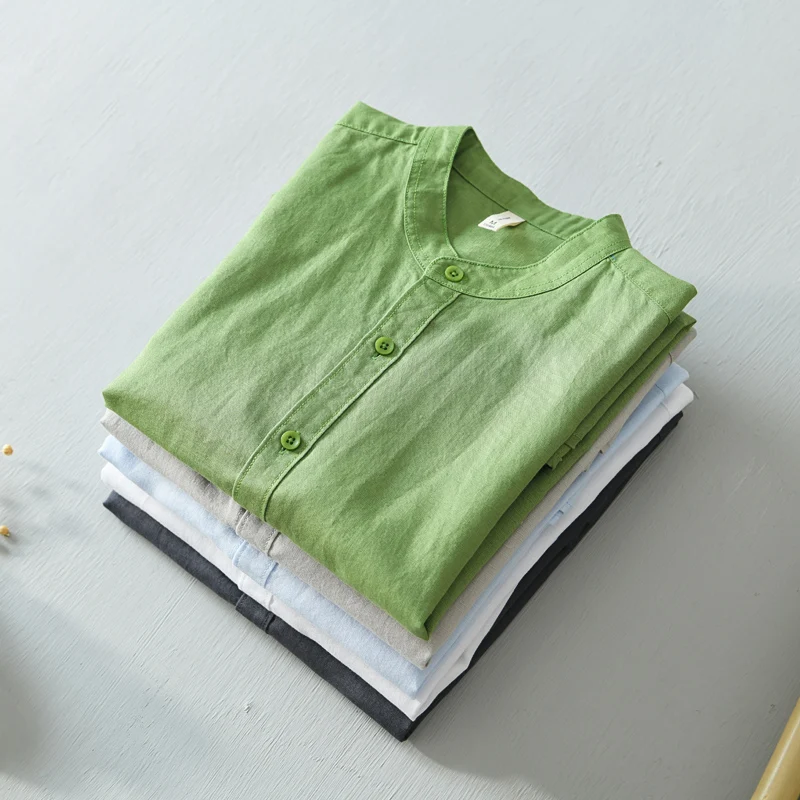 Summer short sleeve shirt men casual white linen cotton tops Breathable comfortable shirts for man clothing Camisa masculina 562