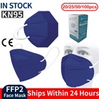 20-100 ПК KN95 Mascarillas CE FFP2 темно-синий лицевая маска для лица из 5 слоев Фильтр Защитный Здравоохранения дышащая 95% рот mscara