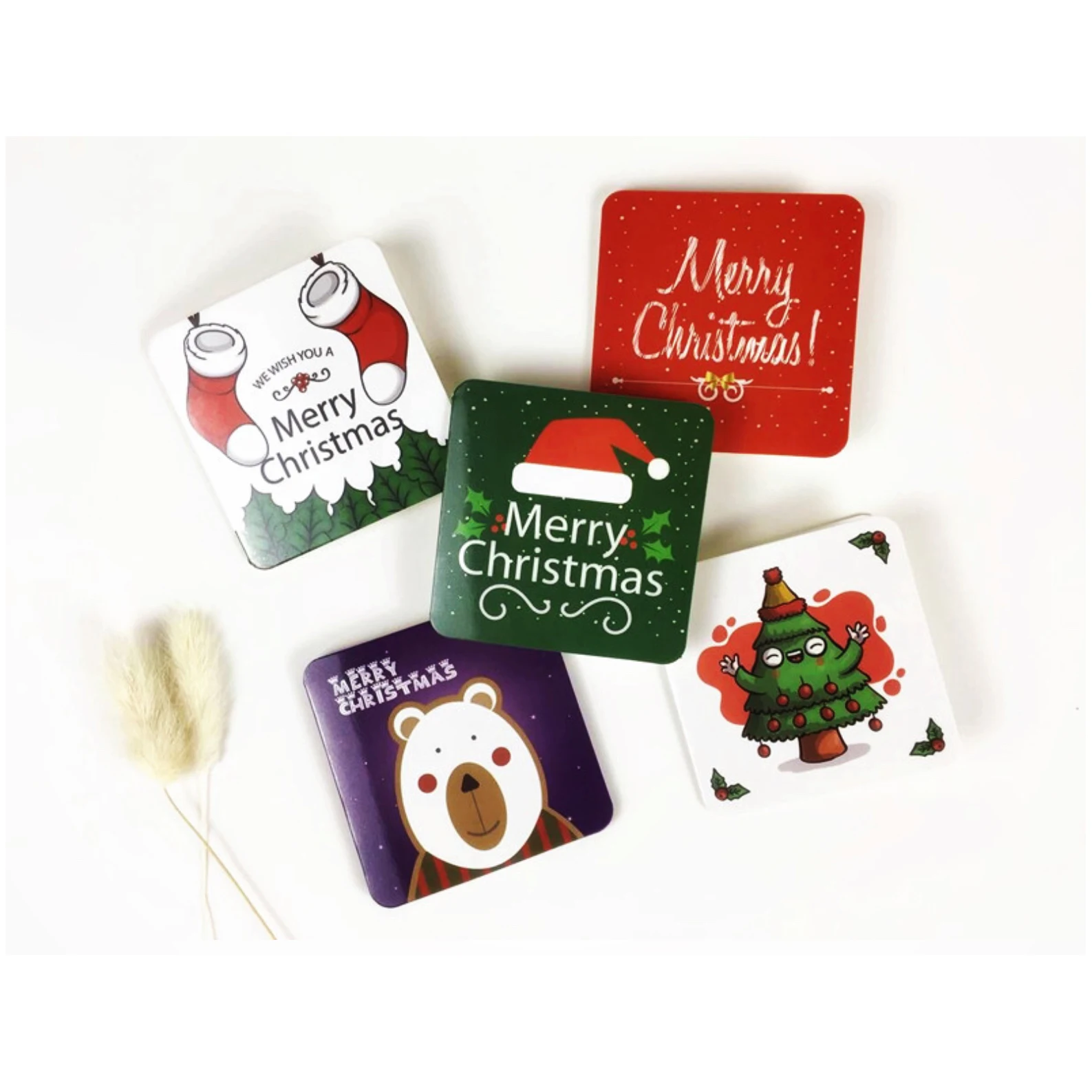 

12Pcs Assorted Christmas Greeting Cards 7x7cm- Colorful Merry Christmas Cards with Your Genuine Wishes Is Best Way to Express