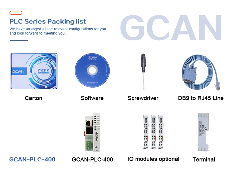 GCAN PLC программируемый логический контроллер Поддержка RS232/482, Ethernet, Modbus, CAN/CANopen с цифровым и аналоговым входом и выходом