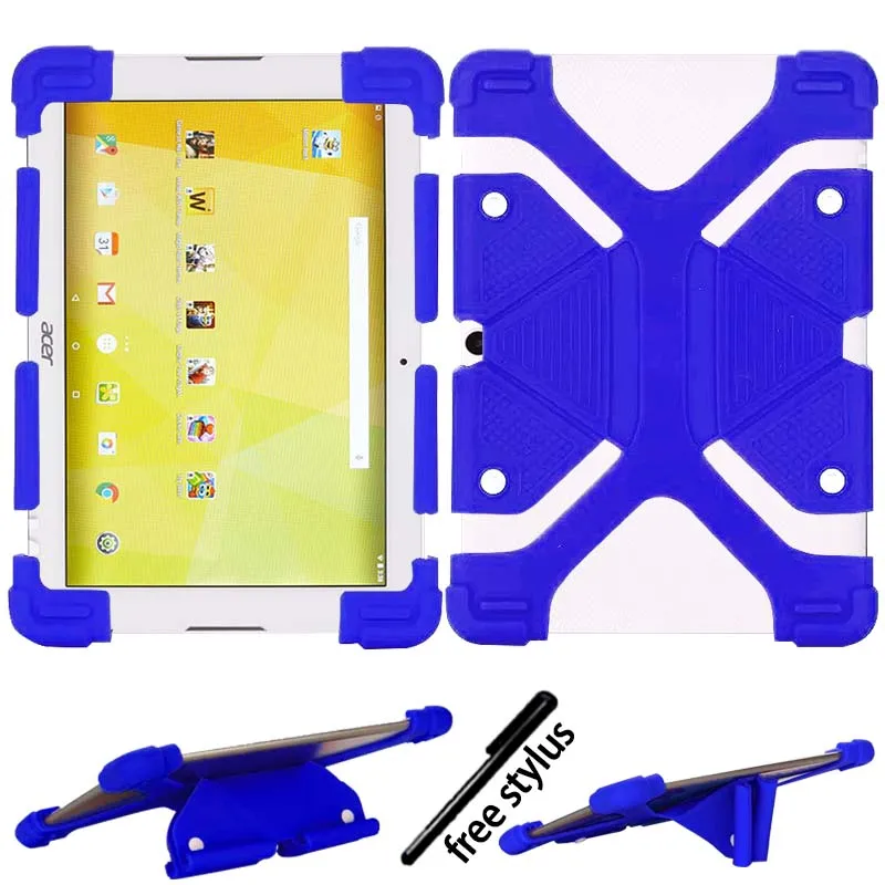 blue KK& LL для acer Iconia One 10 B3-A20 10,1 дюймов- мягкий резиновый противоударный силиконовый чехол-подставка для планшета+ стилус - Цвет: blue
