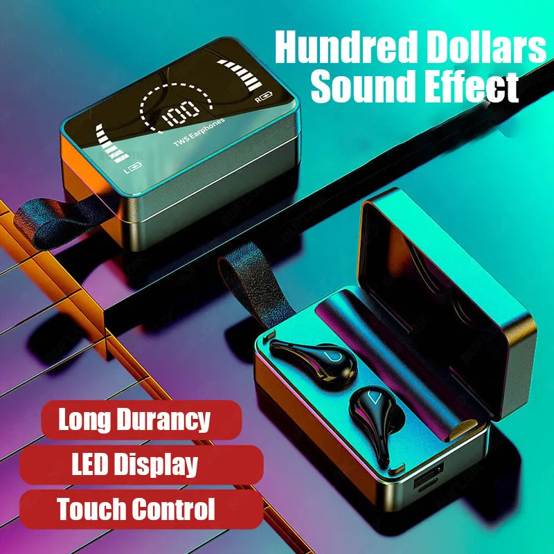 

TWS Bluetooth 5.0 Беспроводные наушники с зарядным чехлом 3500 мАч, наушники с шумоподавлением, водонепроницаемые наушники с микрофоном