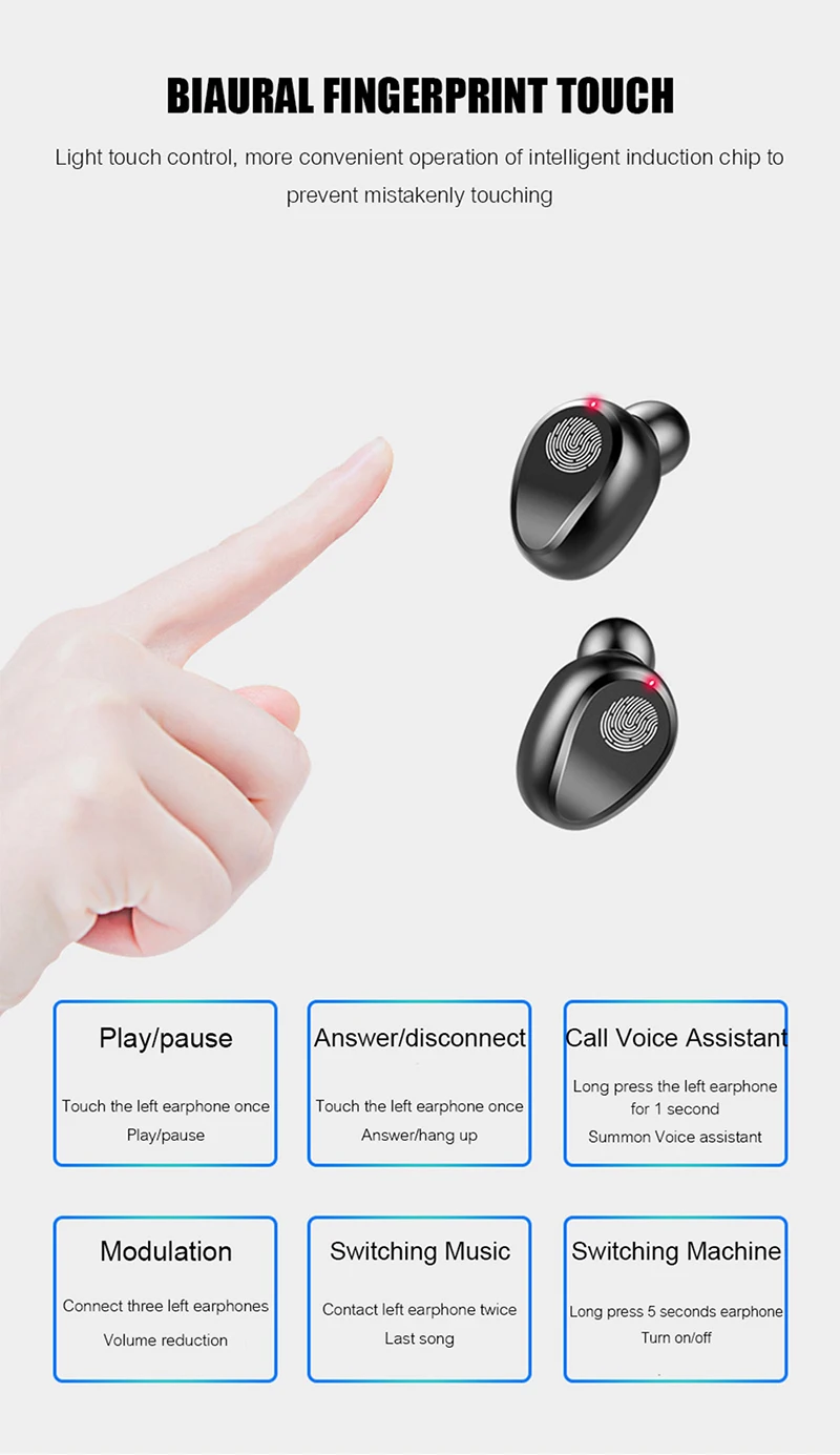 F9 TWS Bluetooth наушники 5,0 Bluetooth гарнитура с микрофоном громкой связи Наушники Беспроводные наушники-вкладыши с 2000 мАч зарядная коробка