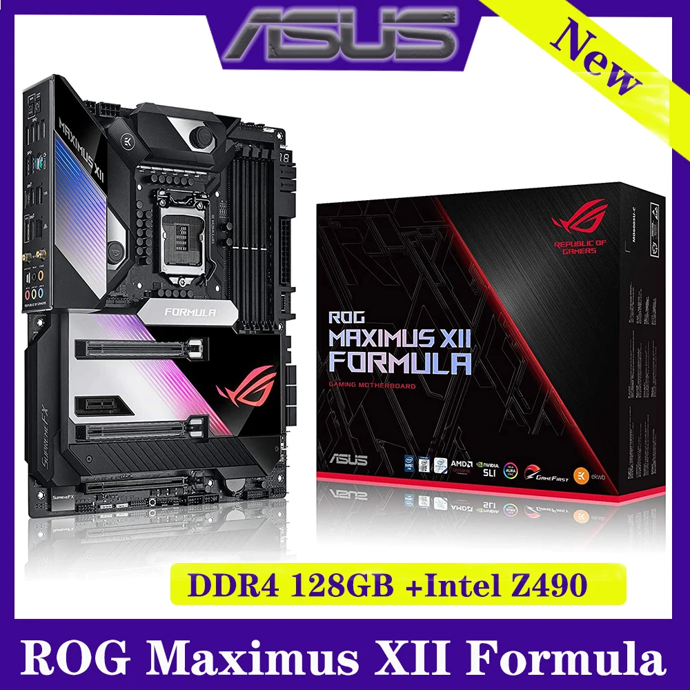 

LGA 1200 Asus ROG Maximus XII Formula Motherboard DDR4 128GB PCI-E 3.0 10th-Gen Intel Z490 RGB ATX Desktop Placa-mãe 1200 New