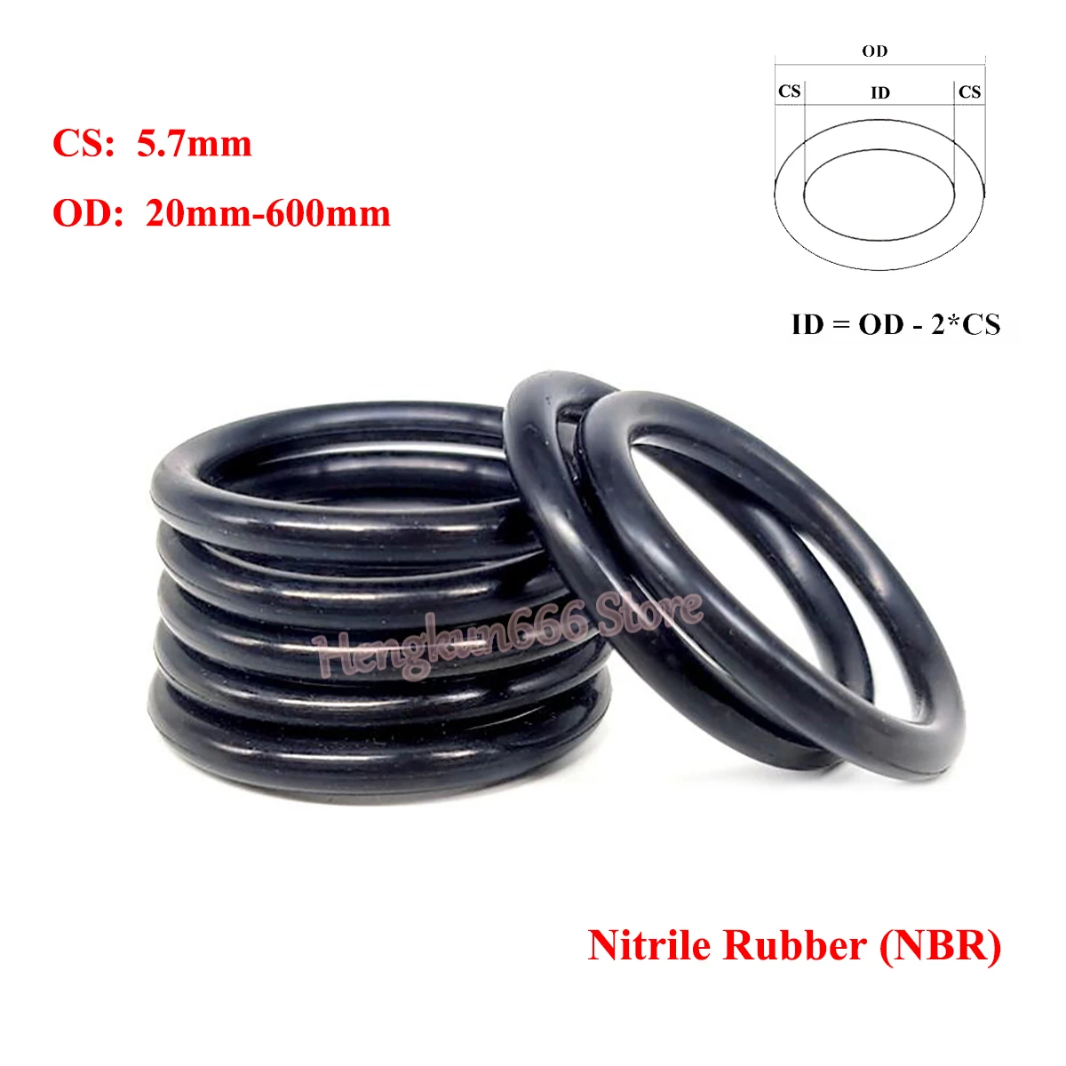 

Черное уплотнительное кольцо NBR, уплотнительная прокладка CS 5,7 мм, внешний диаметр 20 мм-600 мм, автомобильная уплотнительная шайба из нитрилов...