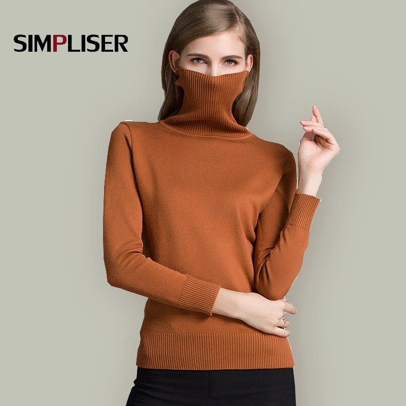 Толстые теплые свитера женские пуловеры с высоким воротником на осень и зиму 2020