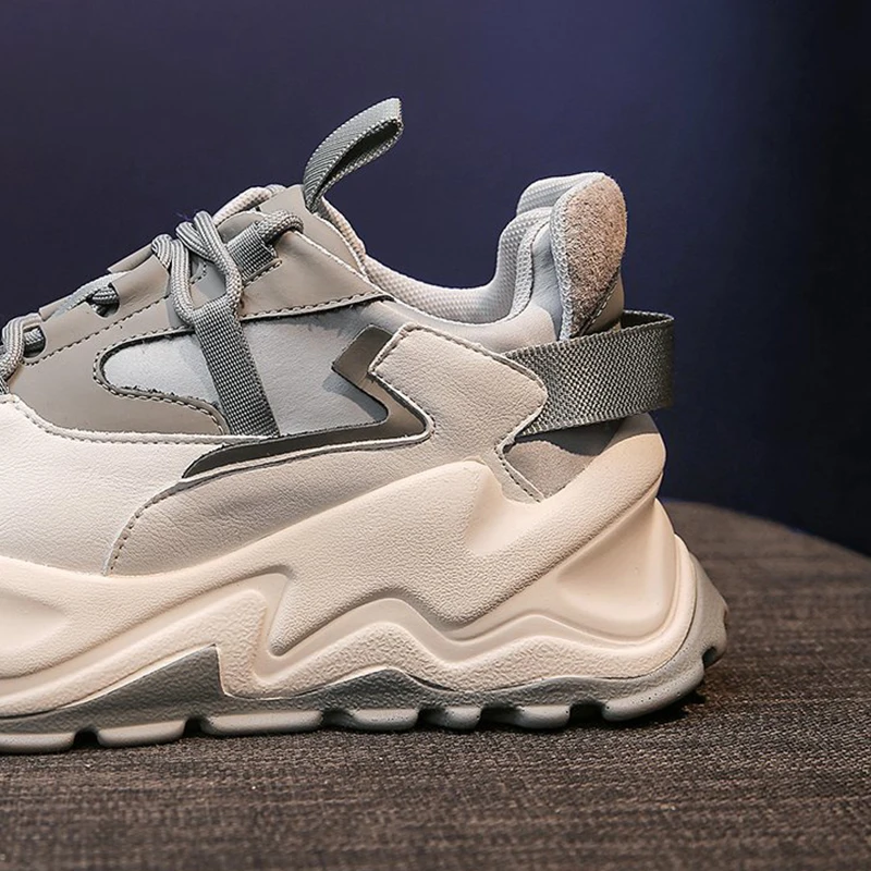 

2021 Spring Shoes Women Sneakers Fashion Casual Shoes Lace Up Patchwork Sports Shoes Height Increase