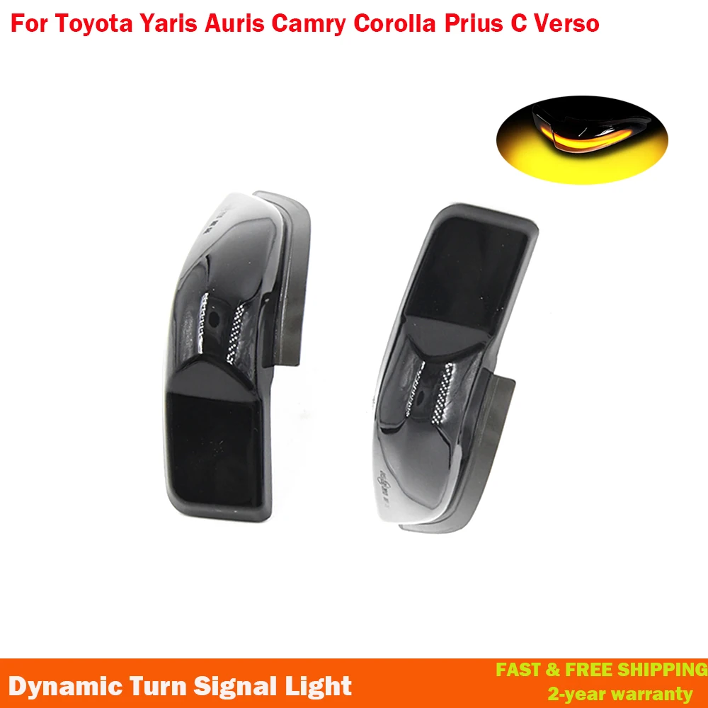 

2Pcs Smoked LED Side Mirror Indicator Dynamic Blinker Turn Signal Light For Toyota Yaris Auris Camry Corolla Prius C Verso 2009