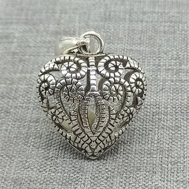 

925 Sterling Silver Bohemian Floral Love Heart Charm Pendant for Necklace