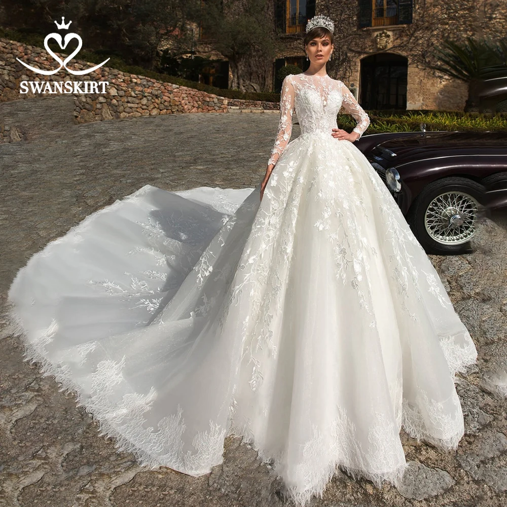Роскошное Свадебное платье Swanskirt с длинным рукавом модель 2020 года бальное