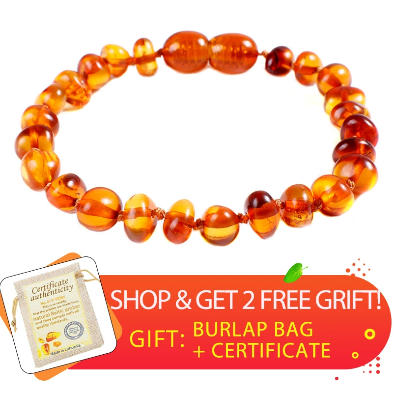 Полированный коньяк Натуральный Янтарный Прорезыватель для зубов