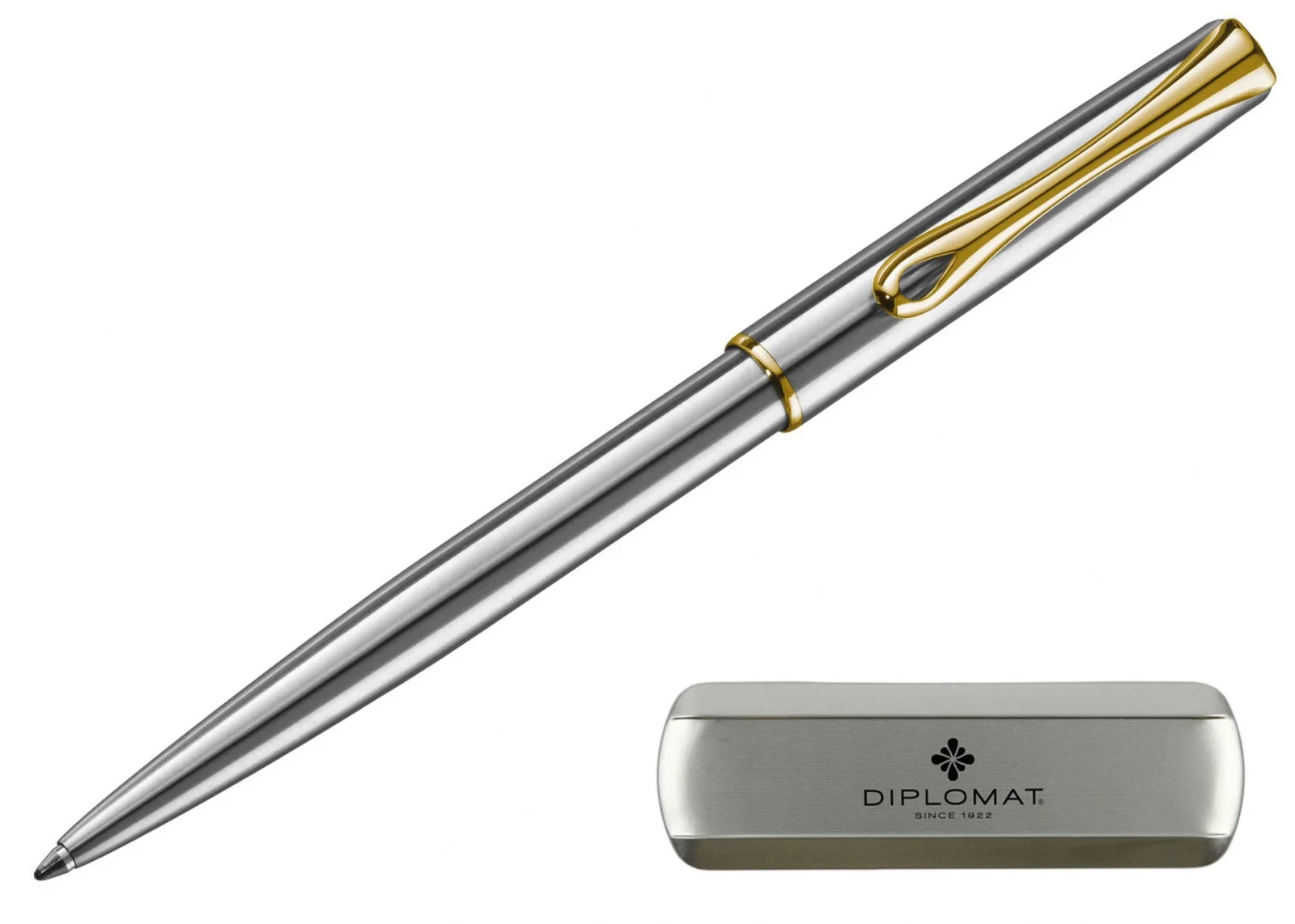 Ручка шариковая Diplomat Traveller stainless steel gold синий (D10061109) |