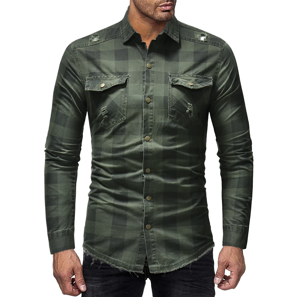 Mens Casual Shirts 2022 Single Breasted Mens Slim Fit Dress Long Sleeve Shirts Lattice Male Social Shirts Designer Chemise Homme