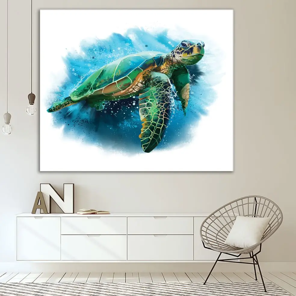 Гобелен Большая Морская Черепаха плавание в море под водой Дикая жизнь