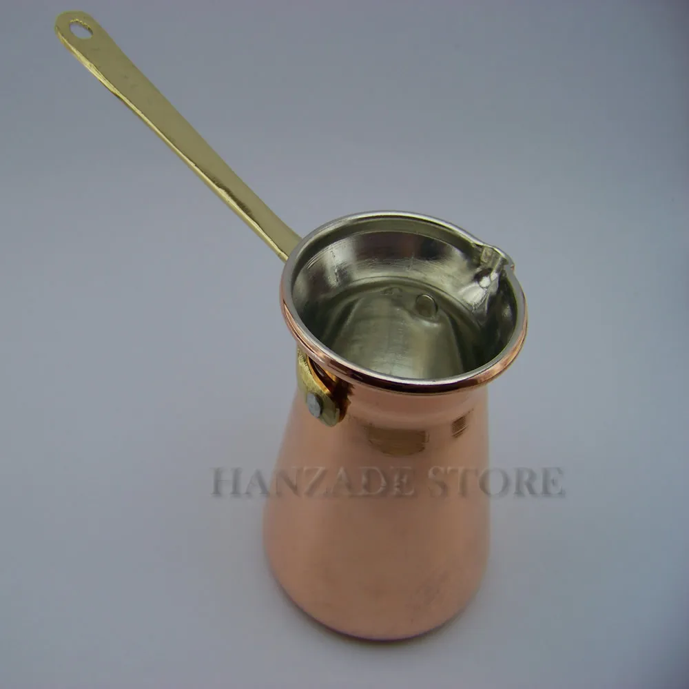 300ml HASVIP Pot Толстая медь 100% турецкий кофе Ручка из латуни Ручная работа