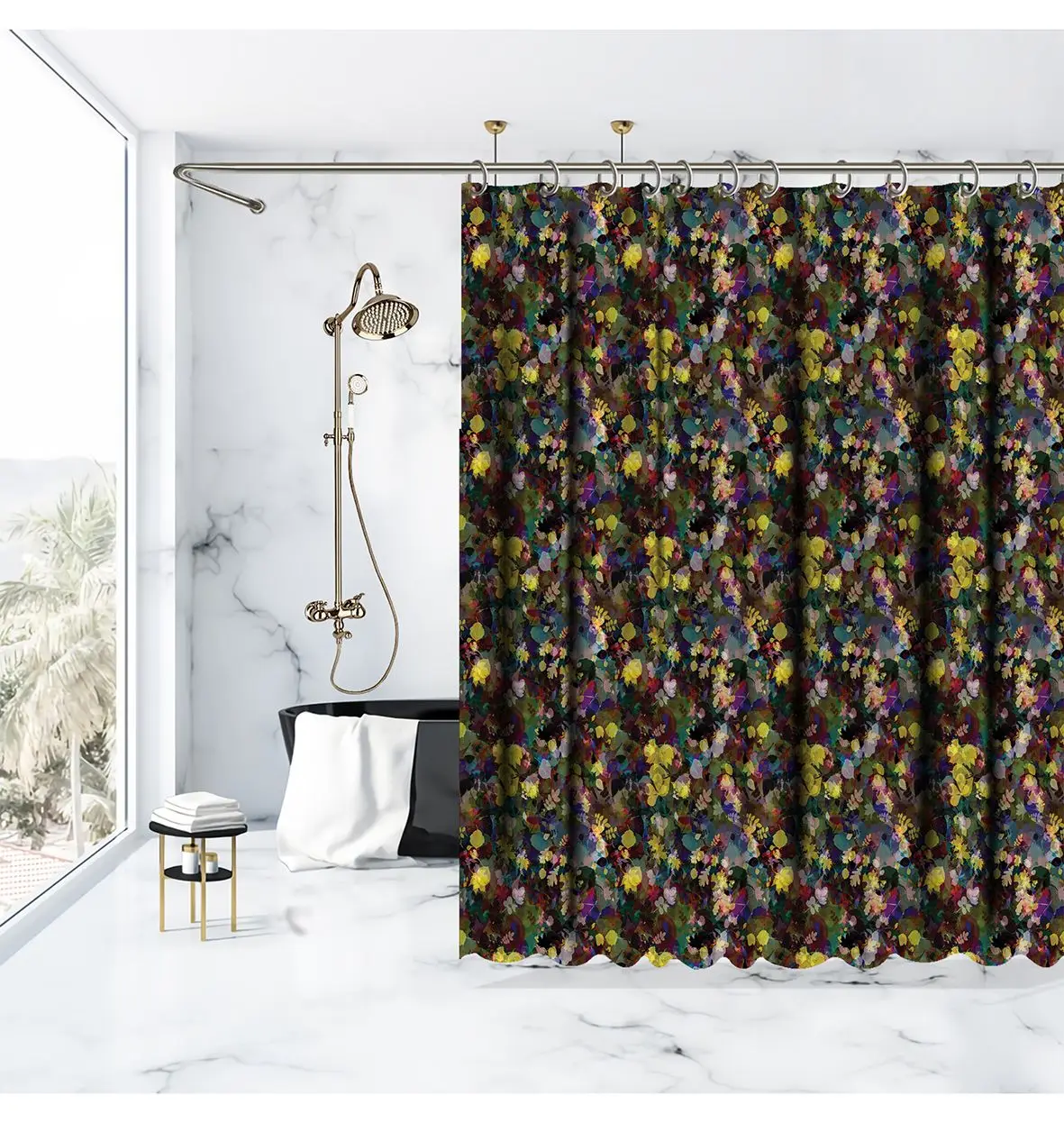 Занавеска для душа цветные листья на Земле кленовые осиновые дуб бук ольха