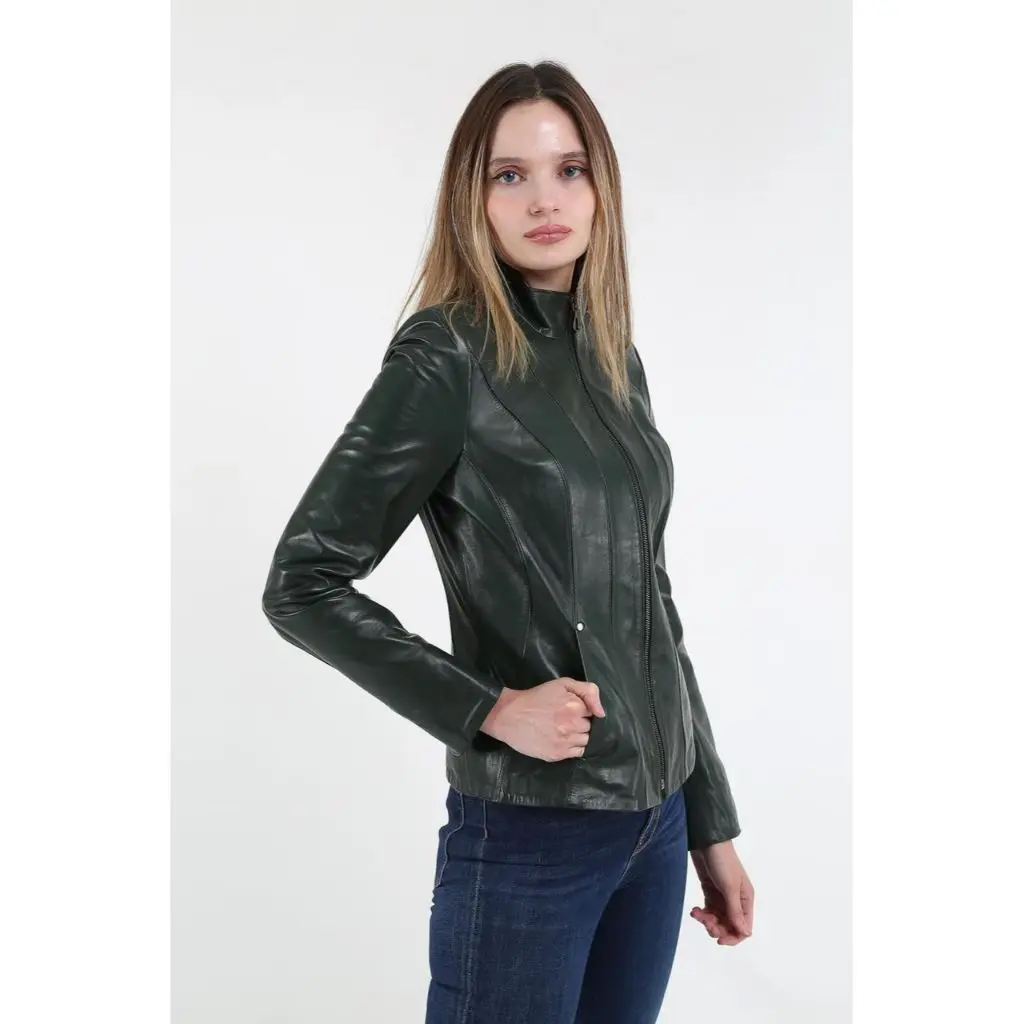 Women Leather Jacket Genuine Real Leather Jacket leather Coat lambskin coat Female Jacket Genuine Leather Women's Khaki Coat