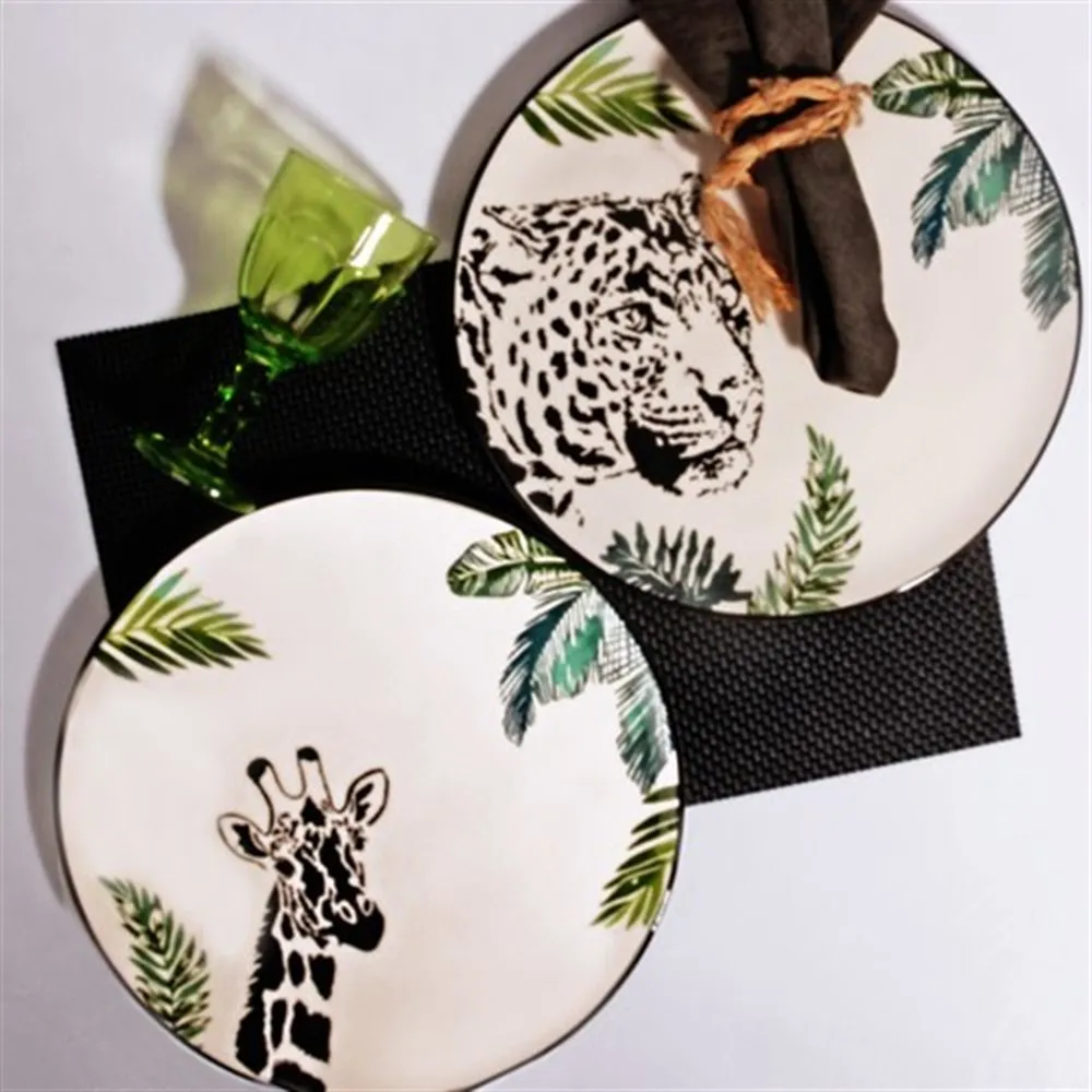 6 шт. роскошные фарфоровые тарелки большого размера круглая посуда с тропическим