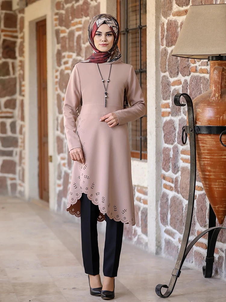 

Muslim Suit New Season Women Hijab Clothing Laser Burn Plus Size Islamic Tunic Trousers Combination Abaya Made in Turkey Dubai