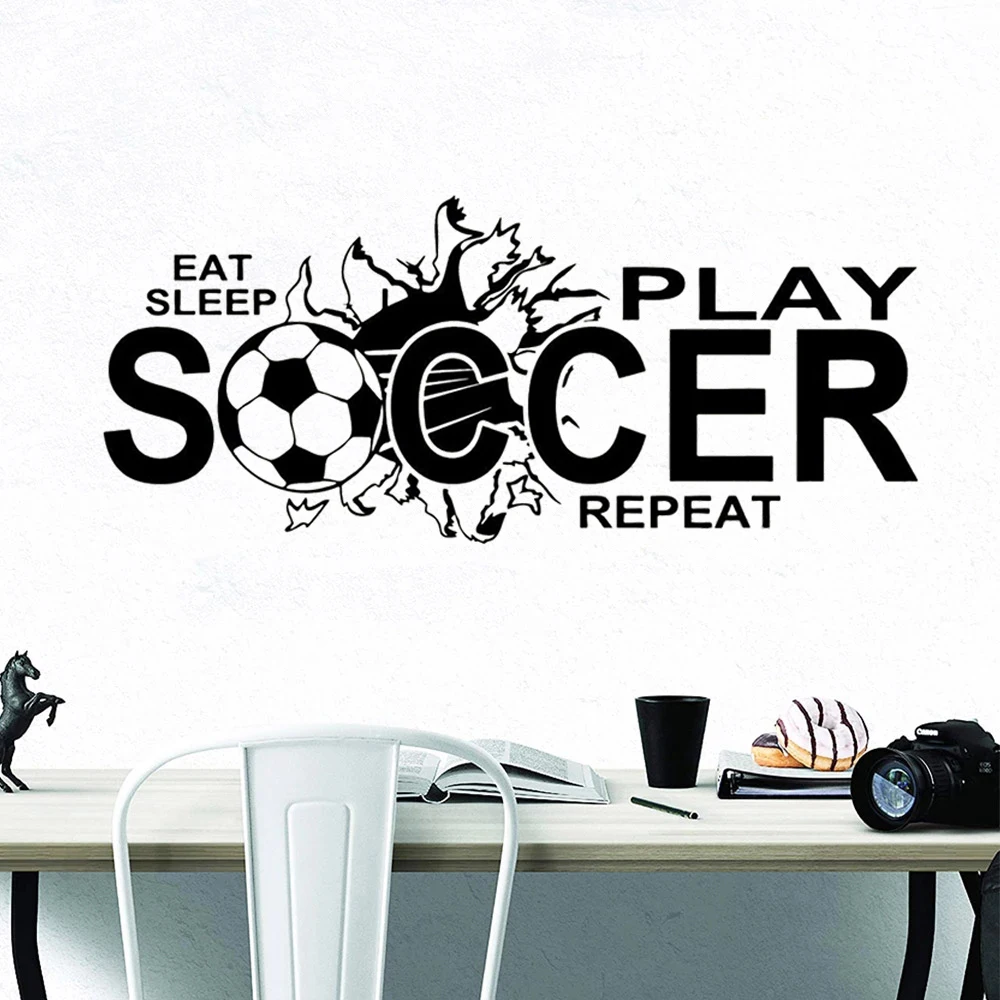 

Soccer Wall Stickers Eat Sleep Play Soccer Repeat Sport Lover Boy Room Football Decals Bedroom Decor Vinyl Murals DW21943