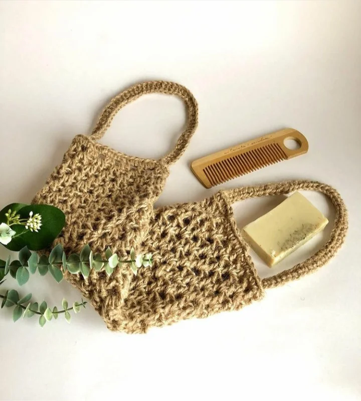zarechyeclubhandmade / Натуральная вязанная эко-мочалка из джута для бани сауны. Длинная