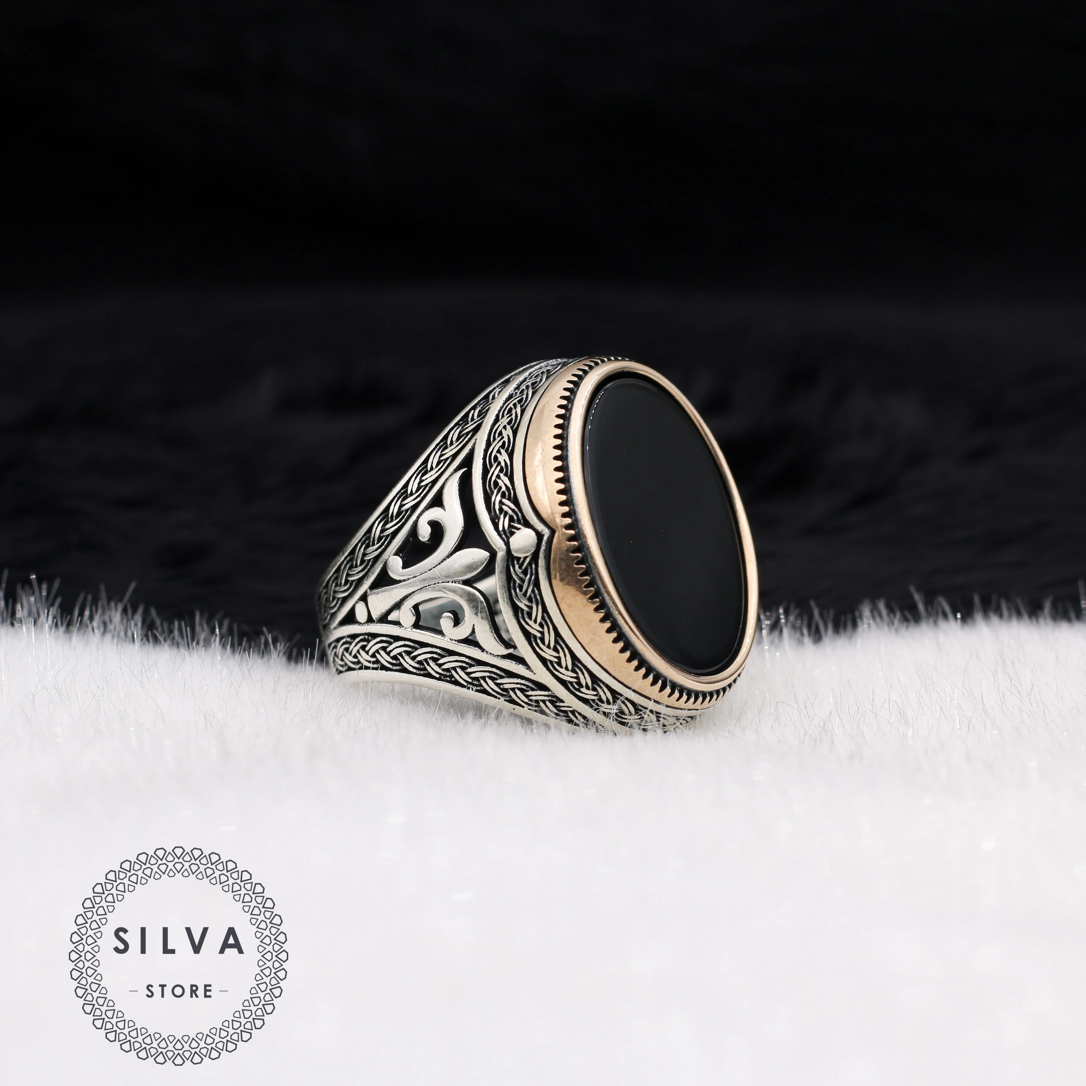 925 Sterling Silver Ring For Men with Black Onyx Stone