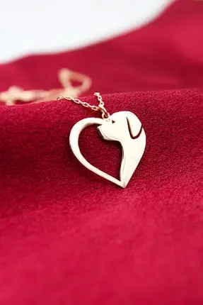 

New 925 Sterling Silver Pendant Chain Cute Heart Dog Animal Necklace For Women Fine Jewelry Rose Color Realy Silver