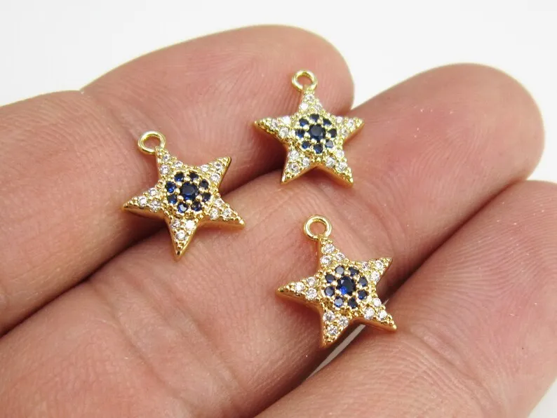 6 шт. Изящные подвески для сережек в виде звезд сережек-колец Huggie темно-синий