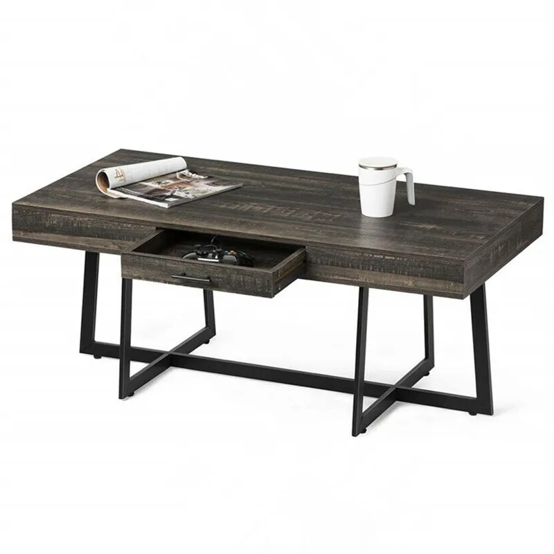 Деревенский кофейный столик для гостиной с ящиком хранения однотонный средней