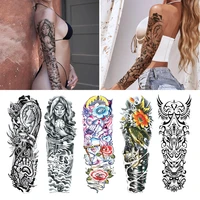 temporary tattoos for men women fashion large size full arm sleeve tattoo paper sticker waterproof totem geometric fake tattoo