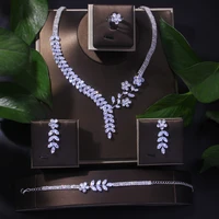 cz luxury dubai bridal jewelry sets wedding indian wholesale for women white cubic zirconia necklace set earrings bracelet ring