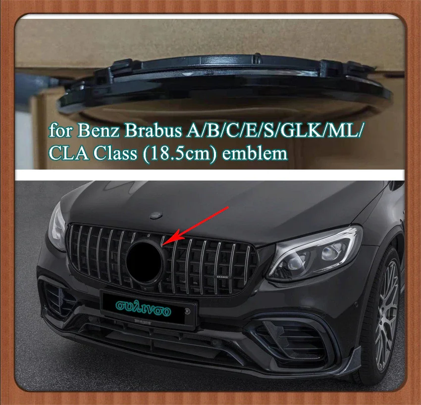 

18.5CM Front Grill Emblem Replace Insignia for Benz Brabus A/B/C/E/S/GLK/ML/CLA/GLC/GLE/GLS/ E Class Grille Badge Logo