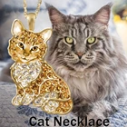 Изысканное модное позолоченное ожерелье с подвеской в виде кошки ожерелье из натурального желтого кристалла ожерелье с котом ожерелье для женщин подарок на день святого валентина цепочка на шею женская цепь