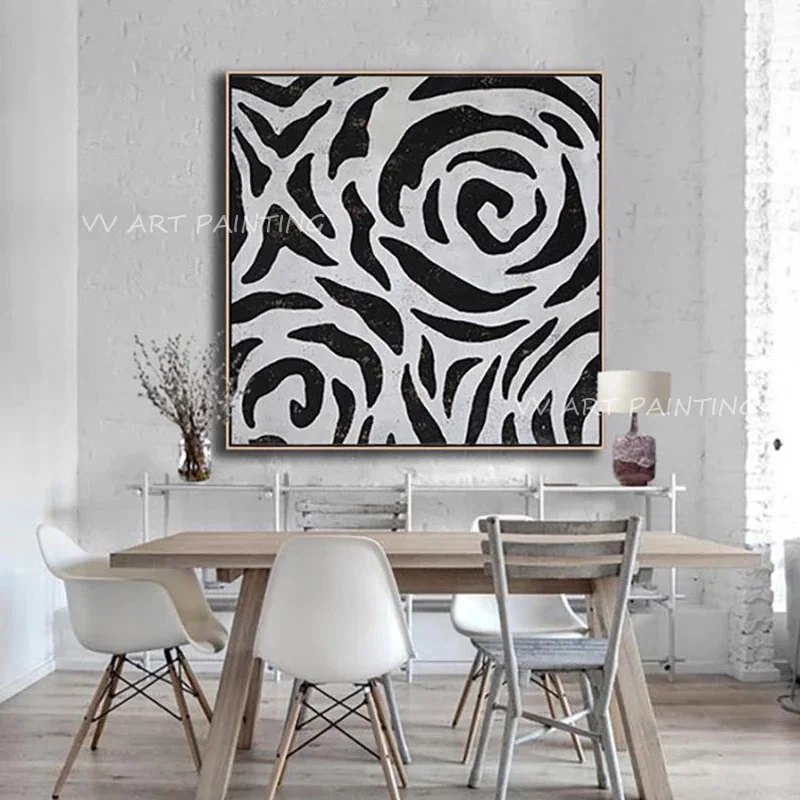 

Black and white flower abstract classic picture 100% Handmade Oil Painting Wall Picture Artwork Decoration