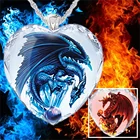 Крутое модное двухстороннее кристаллическое ожерелье в форме сердца с синим драконом красным драконом изысканные ювелирные изделия Аксессуары Подвеска для вечеринки Подарки