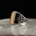 Мужское кольцо, серебряные турецкие ювелирные изделия ручной работы, тигровый глаз, камень, подарок для Него