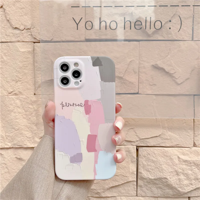 

Oil Painting Art Phone Case For iPhone 13 12 11 Pro Max Case Matte Silicone cover For iphone XS MAX XR X 7 8 Plus 7Plus Funda