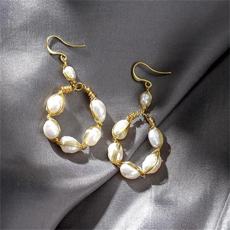 

S925 Silver Needle Natural Pearl Baroque Retro Light Luxury Temperament Stud Earrings