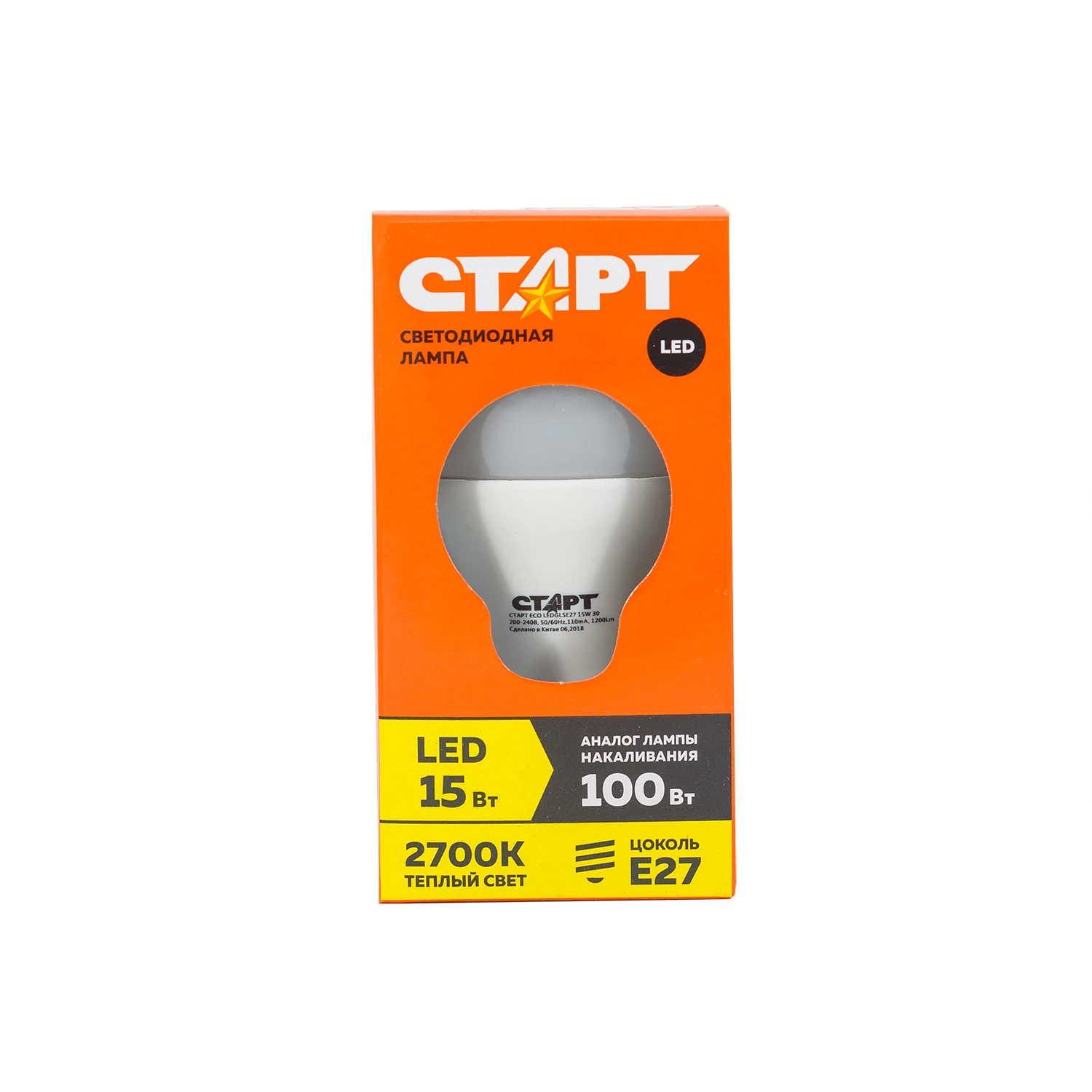 Набор из 5 светодиодных ламп (груша) СТАРТ LED GLS E27 15Вт 2700К продолжительность срока