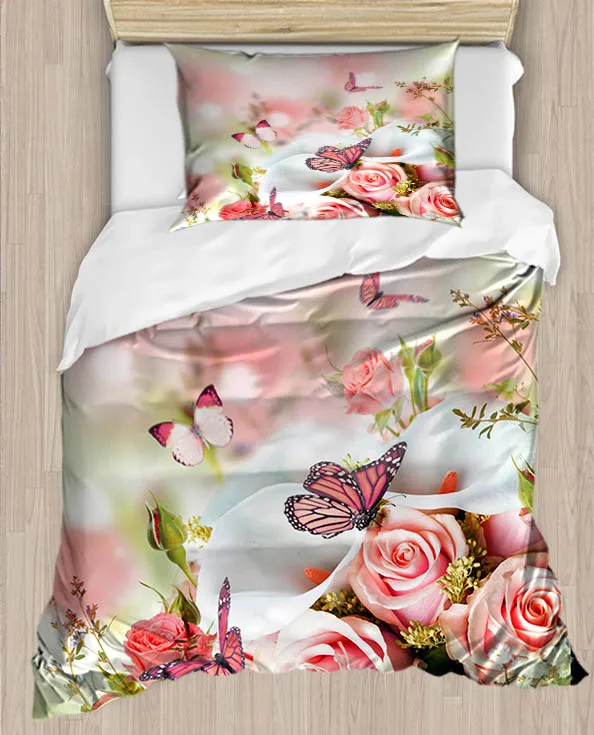Еще Розовые розы &quotЦветы&quot и &quotБабочка&quot для цветочный принт 4 предмета 3D