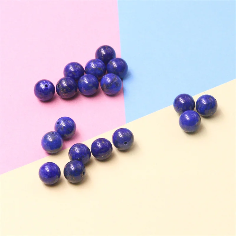 5pcs Natural Stone Lapis Lazuli Half Drilled Beads Round Semi Hole 6/8/10mm Jewelry Findings For Making Pendant Earrings