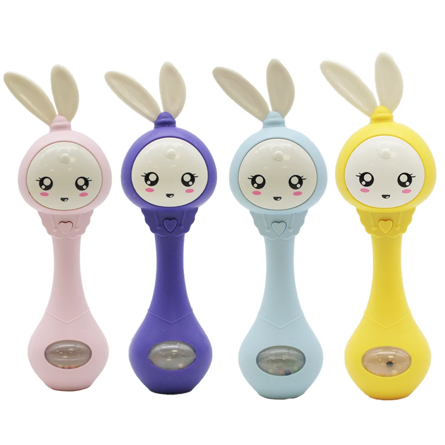 Bunny interactive musical developing training rattle teethers mobile nanny nipple for babies rabbit | Baby Rattles &amp Mobiles