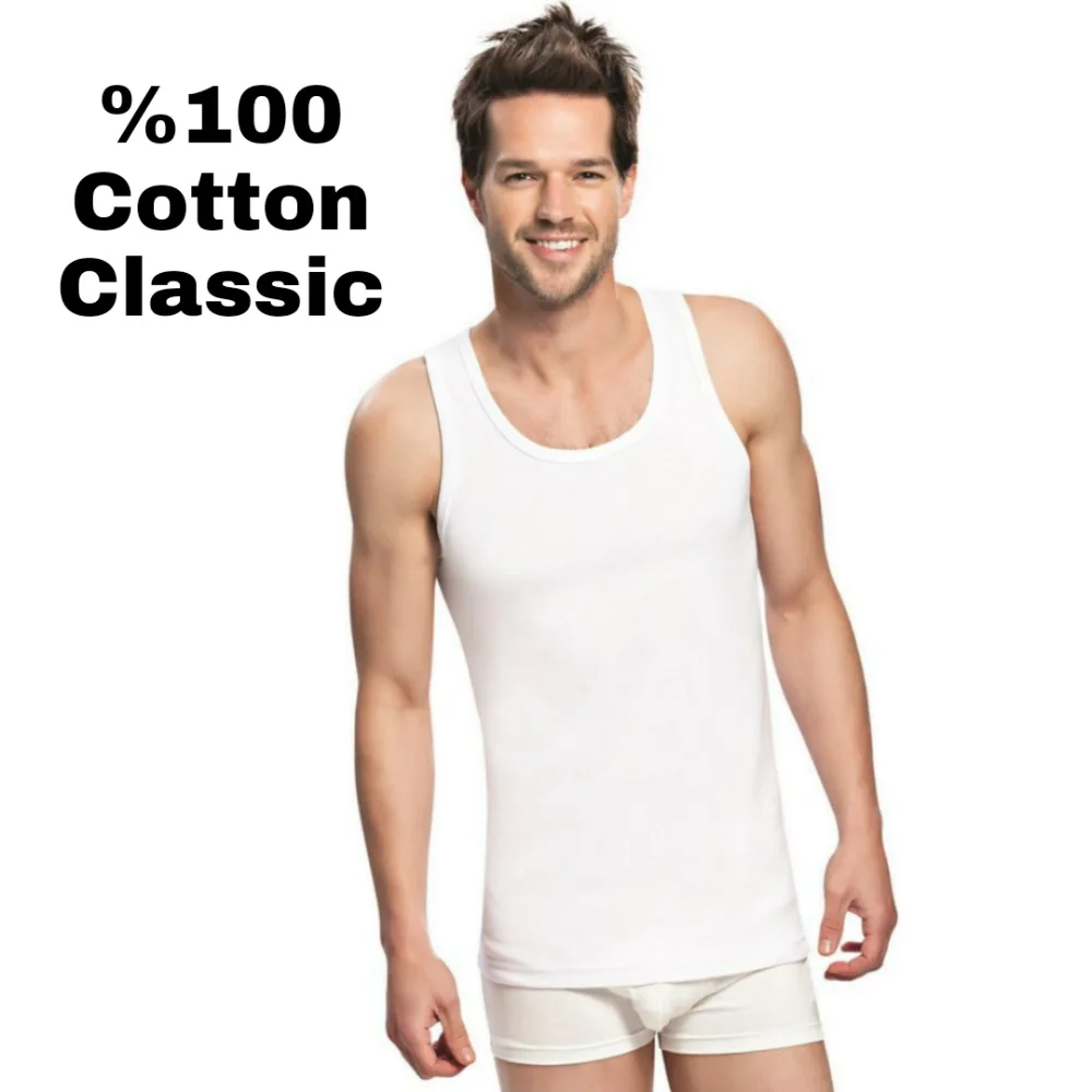 Men's Flannel Cotton 100% Cotton fabric Men's Underwear Undershirt 6 pieces
