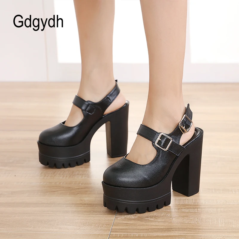 Купи Gdgydh Adjustable Ankle Strap Mary Janes Platform Heels Shoes Slingback Goth Spring Summer Closed Toe Block Heel Shoes за 1,799 рублей в магазине AliExpress